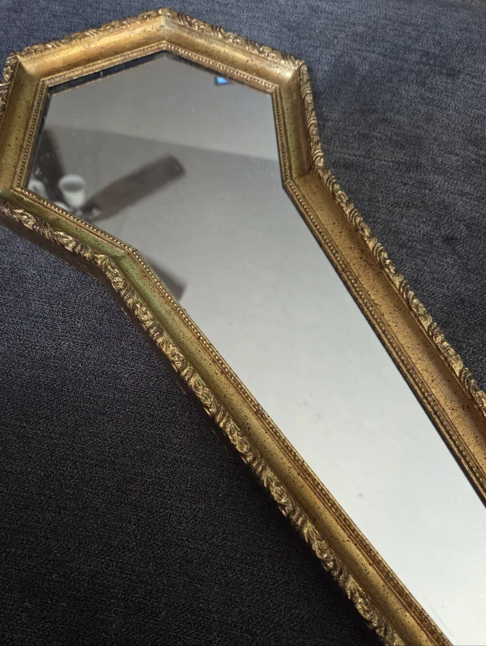 Vintage Geometric Keyhole Mirror EA Riba Co Inc Ornate Gold Decorative Mirror